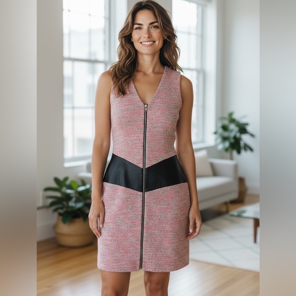 Cut25 by Yigal Azrouel lambskin leather accent dress pink/black Size XS